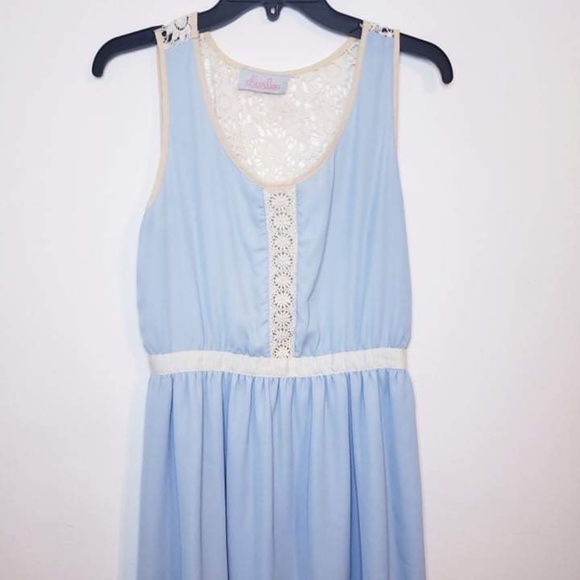 Carolina blue with lace dress size L - Picture 1 of 5